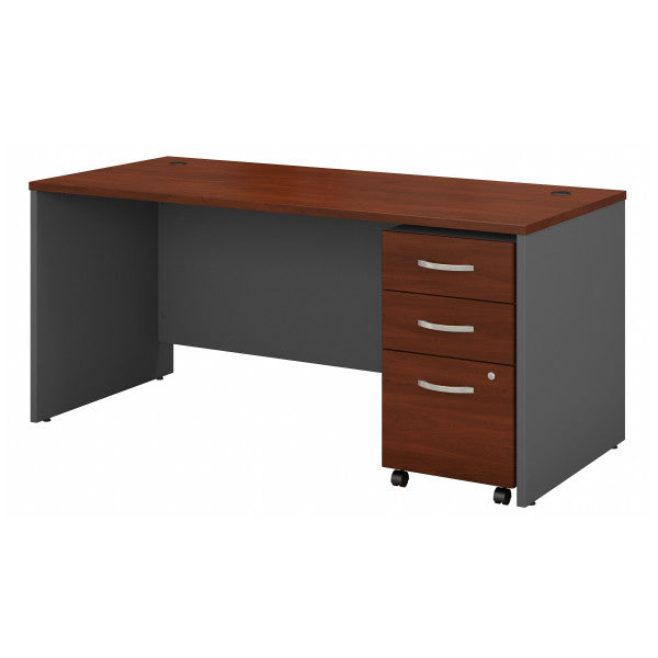 Shop Bush Furniture for you Series C 66W x 30D Office Desk with Mobile File Cabinet 02 SRC015HCSU  color hansen cherry