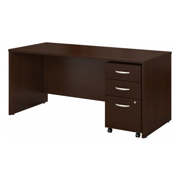 Shop Bush Furniture for you Series C 66W x 30D Office Desk with Mobile File Cabinet 02 SRC015MRSU  color mocha cherry