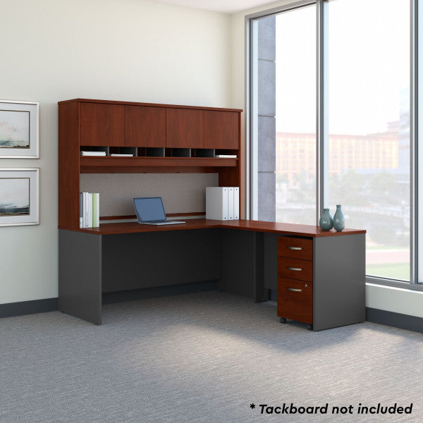 Shop Bush Furniture for you Series C 72W L Shaped Desk with Hutch and Mobile File Cabinet 01 SRC0018HCSU  color hansen cherry graphite gray