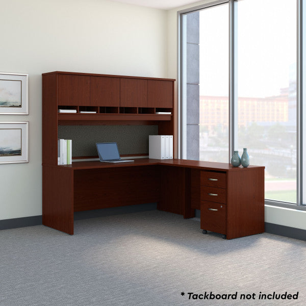 Shop Bush Furniture for you Series C 72W L Shaped Desk with Hutch and Mobile File Cabinet 01 SRC0018MASU  color mahogany