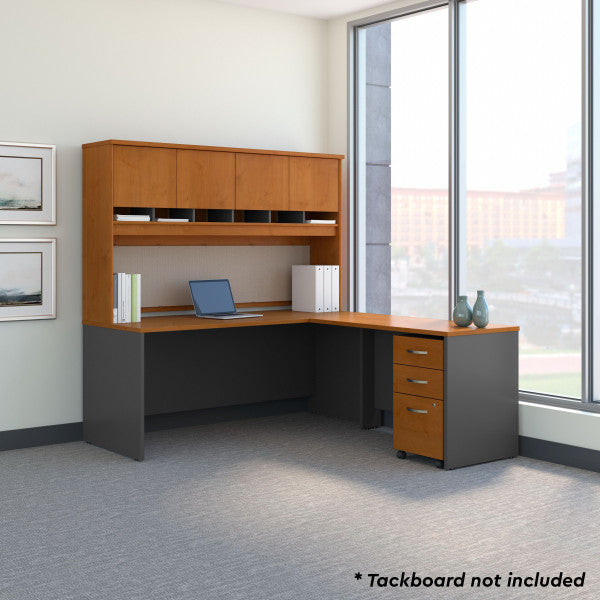 Shop Bush Furniture for you Series C 72W L Shaped Desk with Hutch and Mobile File Cabinet 01 SRC0018NCSU  color natural cherry