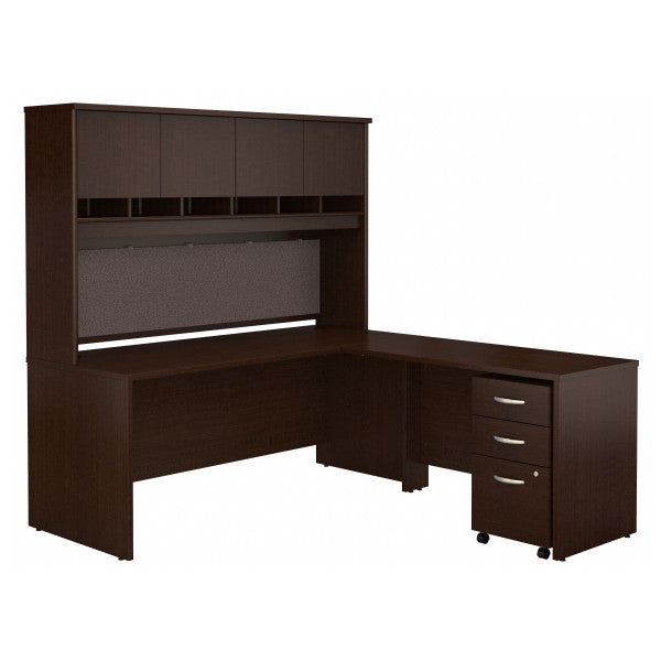 Shop Bush Furniture for you Series C 72W L Shaped Desk with Hutch and Mobile File Cabinet 02 SRC0018MRSU  color mocha cherry