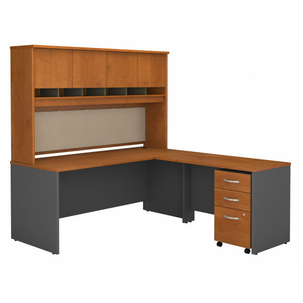 Shop Bush Furniture for you Series C 72W L Shaped Desk with Hutch and Mobile File Cabinet 02 SRC0018NCSU  color natural cherry