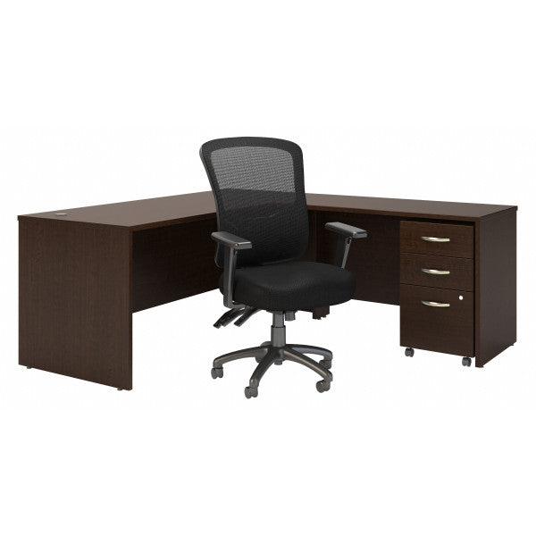 Shop Bush Furniture for you Series C 72W L Shaped Desk with Mobile File Cabinet and High Back Multifunction Office Chair 02 SRC131MRSU  color mocha cherry