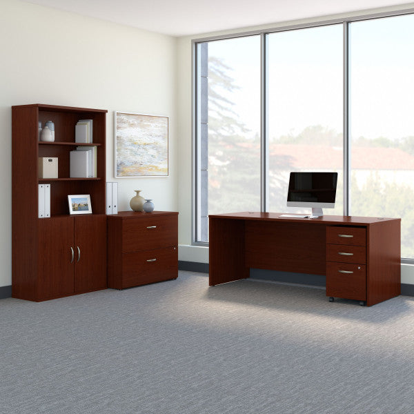 Shop Bush Furniture for you Series C 72W Office Desk with Bookcase and File Cabinets 01 SRC097MASU  color mahogany