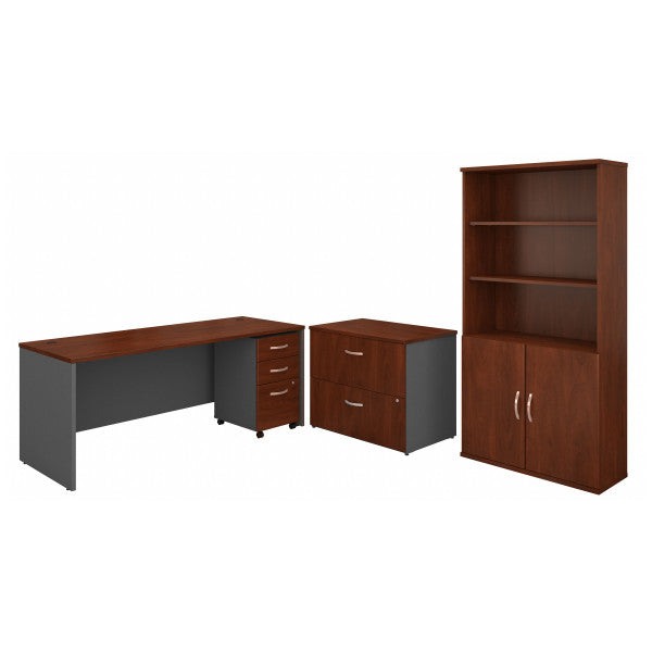 Shop Bush Furniture for you Series C 72W Office Desk with Bookcase and File Cabinets 02 SRC097HCSU  color hansen cherry graphite gray