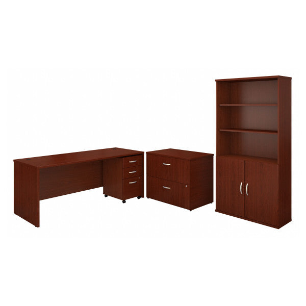 Shop Bush Furniture for you Series C 72W Office Desk with Bookcase and File Cabinets 02 SRC097MASU  color mahogany