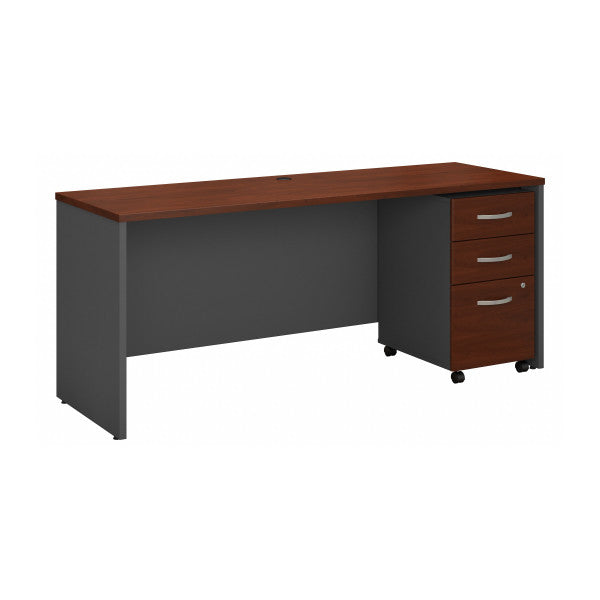 Shop Bush Furniture for you Series C 72W x 24D Office Desk with Mobile File Cabinet 02 SRC026HCSU  color hansen cherry