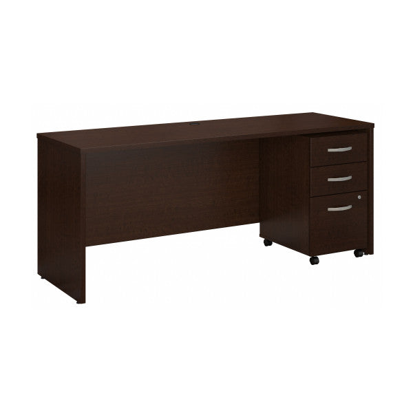 Shop Bush Furniture for you Series C 72W x 24D Office Desk with Mobile File Cabinet 02 SRC026MRSU  color mocha cherry