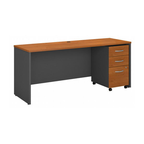 Shop Bush Furniture for you Series C 72W x 24D Office Desk with Mobile File Cabinet 02 SRC026NCSU  color natural cherry graphite gray