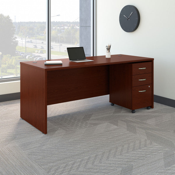 Shop Bush Furniture for you Series C 72W x 30D Office Desk with Mobile File Cabinet 01 SRC113MASU  color mahogany