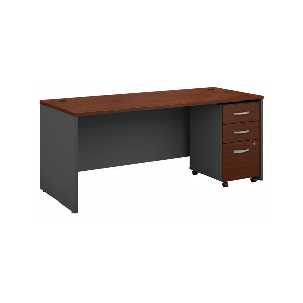 Shop Bush Furniture for you Series C 72W x 30D Office Desk with Mobile File Cabinet 02 SRC113HCSU  color hansen cherry graphite gray