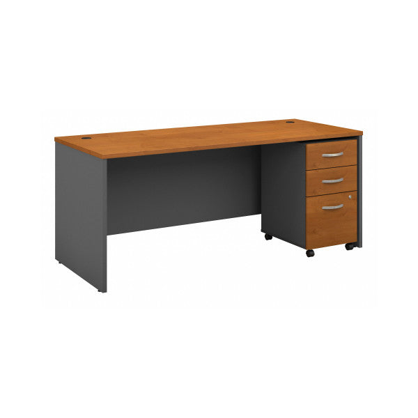 Shop Bush Furniture for you Series C 72W x 30D Office Desk with Mobile File Cabinet 02 SRC113NCSU  color natural cherry graphite gray