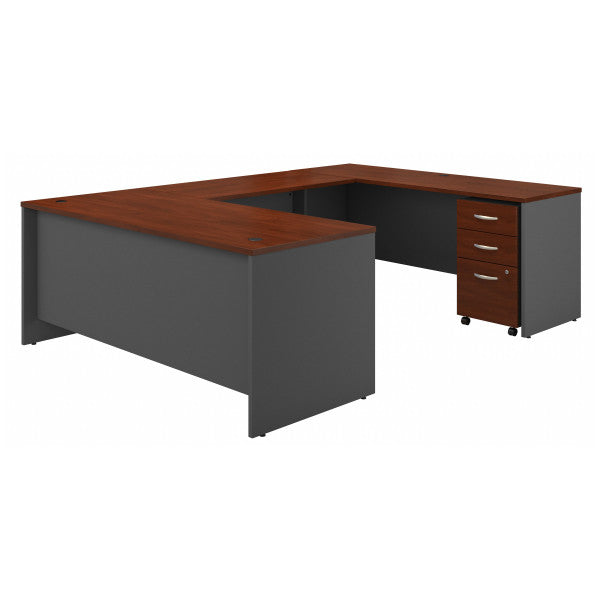 Shop Bush Furniture for you Series C 72W x 30D U Shaped Desk with Mobile File Cabinet 02 SRC091HCSU  color hansen cherry graphite gray