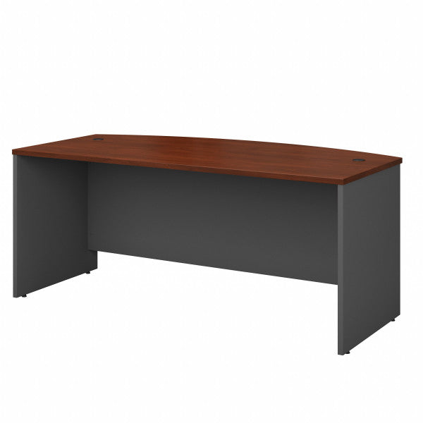 Shop Bush Furniture for you Series C 72W x 36D Bow Front Desk 02 WC24446  color hansen cherry graphite gray