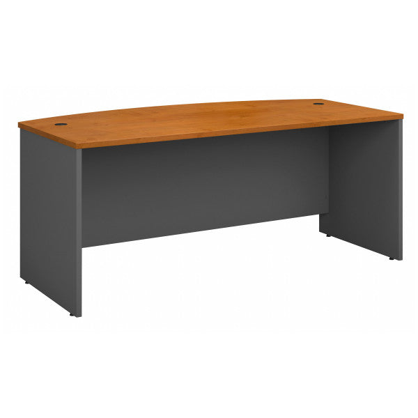 Shop Bush Furniture for you Series C 72W x 36D Bow Front Desk 02 WC72446  color natural cherry graphite gray