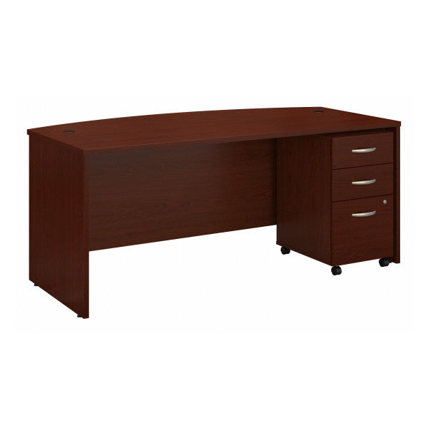 Shop Bush Furniture for you Series C 72W x 36D Bow Front Desk with Mobile File Cabinet 02 SRC079MASU  color mahogany