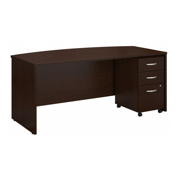 Shop Bush Furniture for you Series C 72W x 36D Bow Front Desk with Mobile File Cabinet 02 SRC079MRSU  color mocha cherry