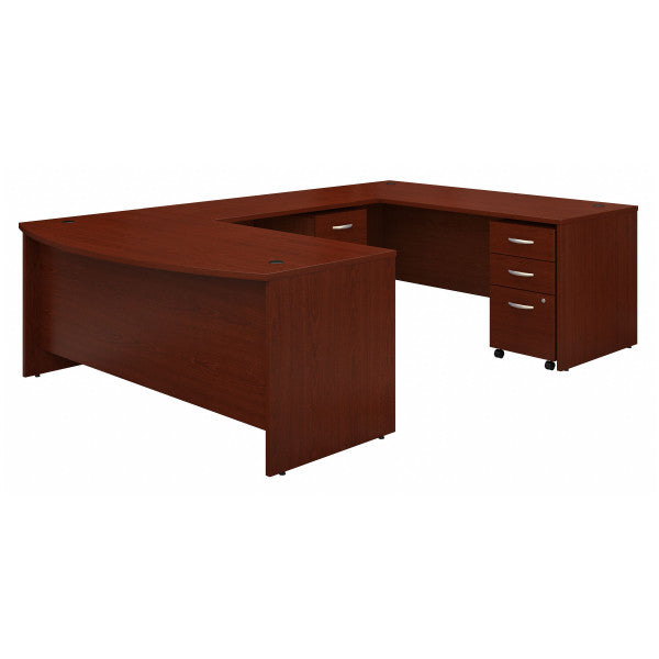 Shop Bush Furniture for you Series C 72W x 36D Bow Front U Shaped Desk with Mobile File Cabinets 02 SRC043MASU  color mahogany