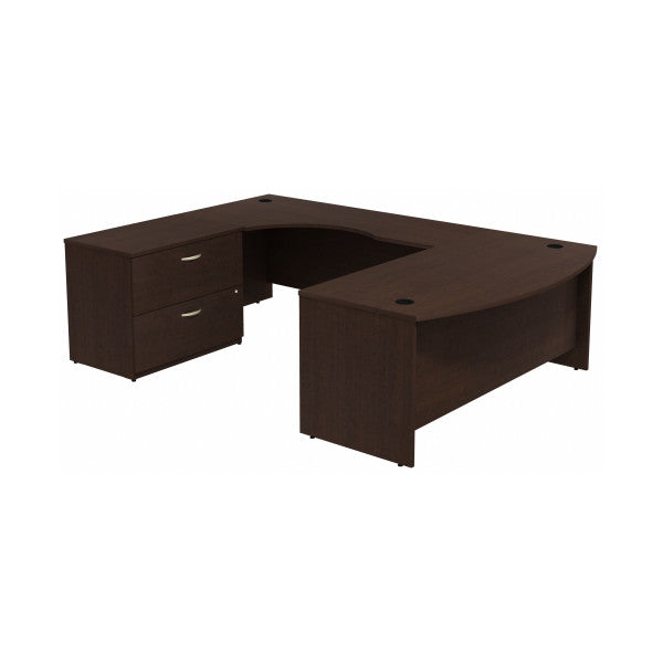 Shop Bush Furniture for you Series C Bow Front Left Handed U Shaped Desk with 2 Drawer Lateral File Cabinet 02 SRC019MRLSU  color mocha cherry