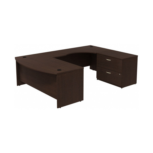 Shop Bush Furniture for you Series C Bow Front Right Handed U Shaped Desk with 2 Drawer Lateral File Cabinet 02 SRC019MRRSU  color mocha cherry