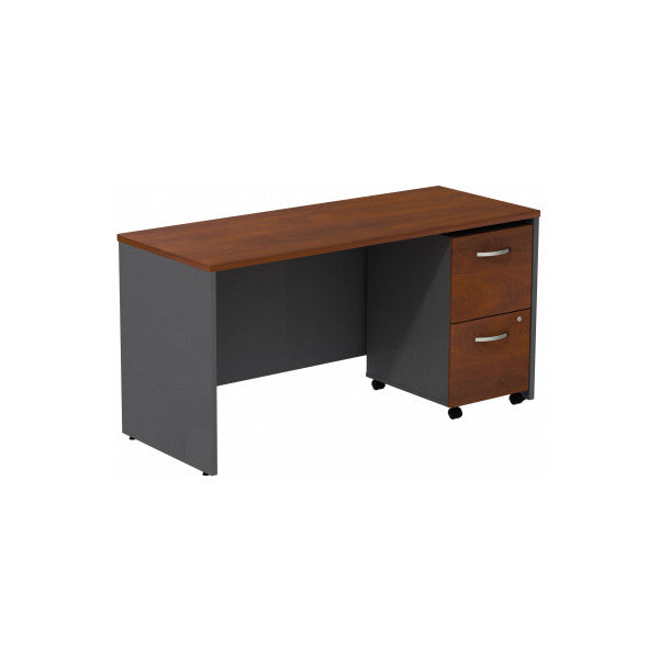 Shop Bush Furniture for you Series C Desk Credenza with 2 Drawer Mobile Pedestal 02 SRC029HCSU  color hansen cherry