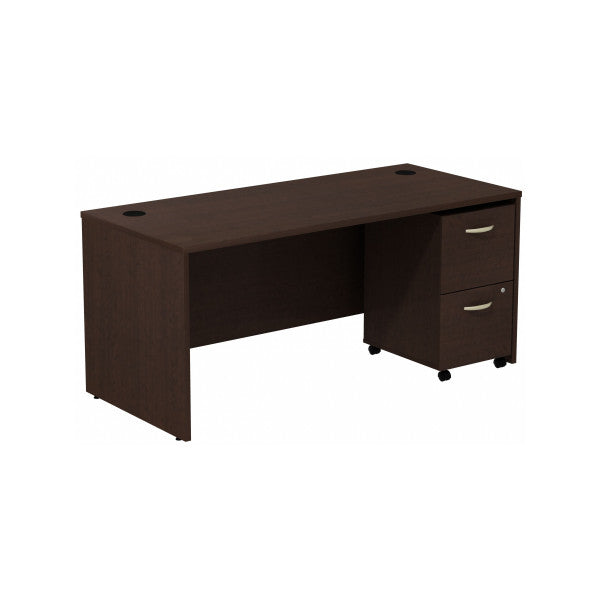 Shop Bush Furniture for you Series C Desk with 2 Drawer Mobile Pedestal 02 SRC028MRSU  color mocha cherry