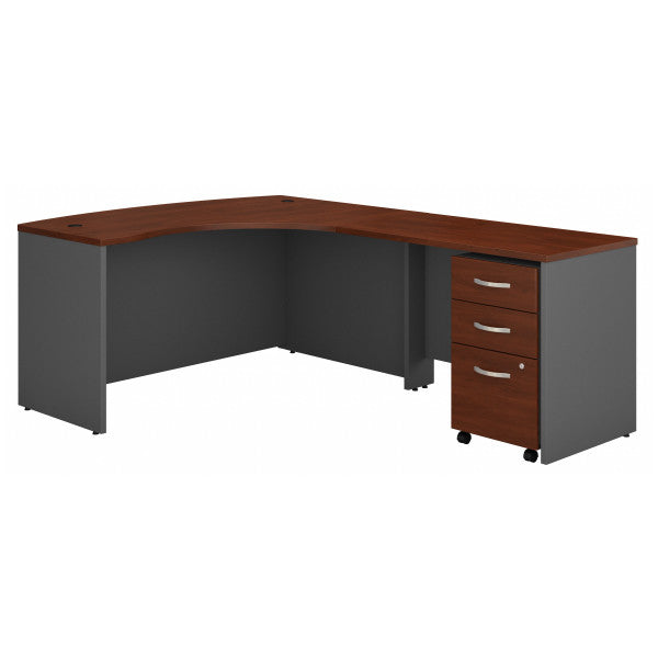 Shop Bush Furniture for you Series C Right Handed L Shaped Desk with Mobile File Cabinet 02 SRC007HCRSU  color hansen cherry graphite gray