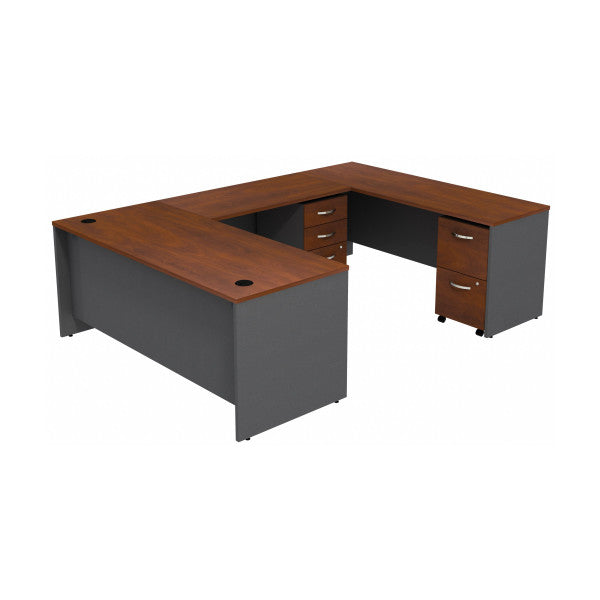 Shop Bush Furniture for you Series C U Shaped Desk with 2 Mobile Pedestals 02 SRC047HCSU  color hansen cherry