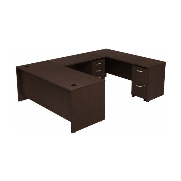 Shop Bush Furniture for you Series C U Shaped Desk with 2 Mobile Pedestals 02 SRC047MRSU  color mocha cherry