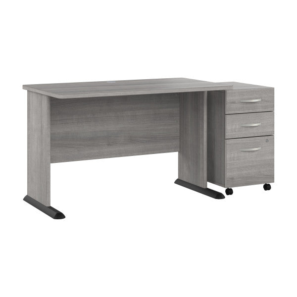 Shop Bush Furniture for you Studio A 48W Computer Desk with 3 Drawer Mobile File Cabinet 02 STA001PGSU  color platinum gray