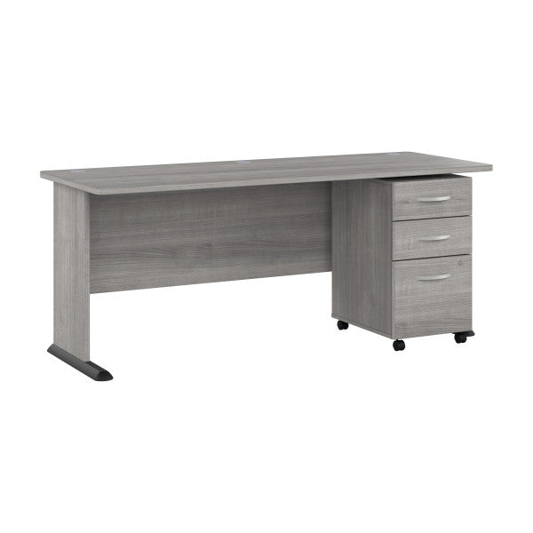 Shop Bush Furniture for you Studio A 72W Computer Desk with 3 Drawer Mobile File Cabinet 02 STA004PGSU  color platinum gray