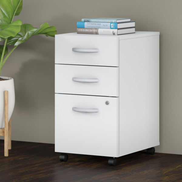 Shop Bush Furniture for you Studio C 3 Drawer Mobile File Cabinet 01 SCF216WHSU  color white