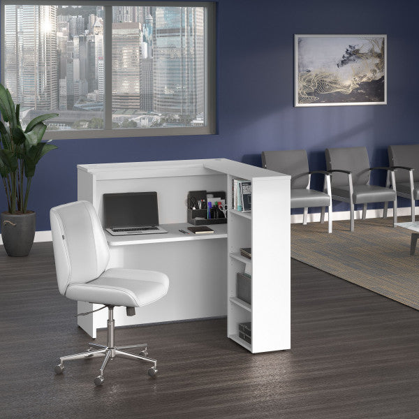 Shop Bush Furniture for you Studio C 48W Reception Desk with Shelves 01 SCD248WHK-Z1  color white