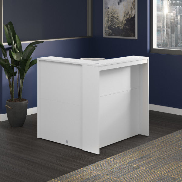 Shop Bush Furniture for you Studio C 48W Reception Desk with Shelves 03 SCD248WHK-Z1  color white