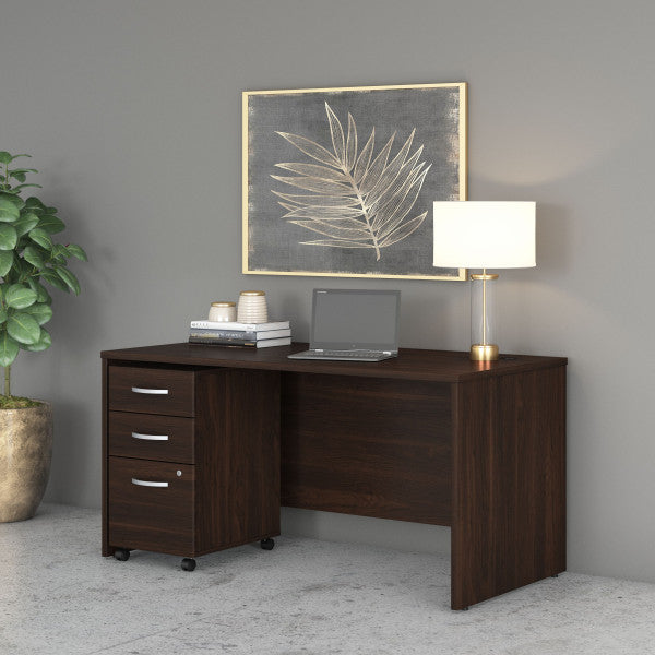 Shop Bush Furniture for you Studio C 60W x 30D Office Desk with Mobile File Cabinet 01 STC014BWSU  color black walnut