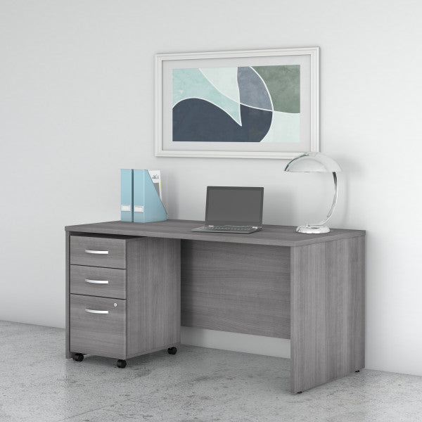 Shop Bush Furniture for you Studio C 60W x 30D Office Desk with Mobile File Cabinet 01 STC014PGSU  color platinum gray