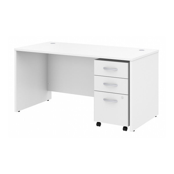 Shop Bush Furniture for you Studio C 60W x 30D Office Desk with Mobile File Cabinet 02 STC014WHSU  color white