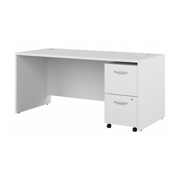 Shop Bush Furniture for you Studio C 66W x 30D Office Desk with 2 Drawer Mobile File Cabinet 02 STC071WHSU  color white