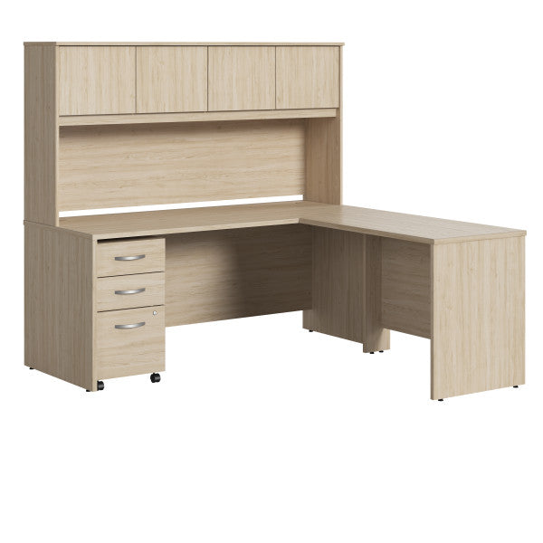 Shop Bush Furniture for you Studio C 72W x 30D L Shaped Desk with Hutch and Mobile File Cabinet 02 STC006NESU  color natural elm