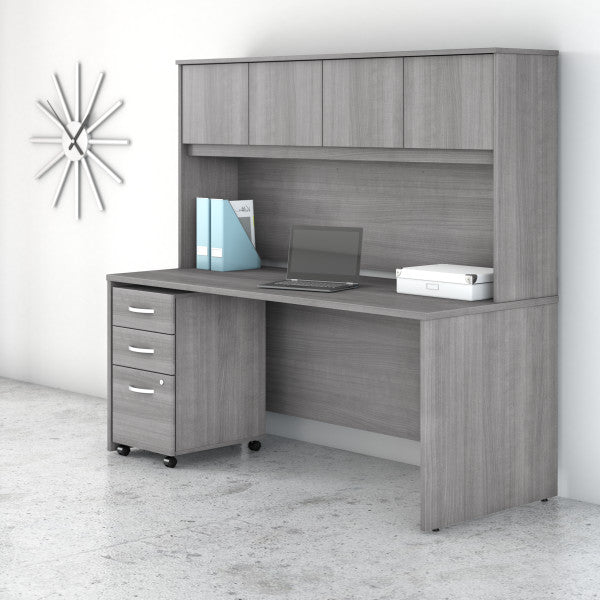 Shop Bush Furniture for you Studio C 72W x 30D Office Desk with Hutch and Mobile File Cabinet 01 STC011PGSU  color platinum gray