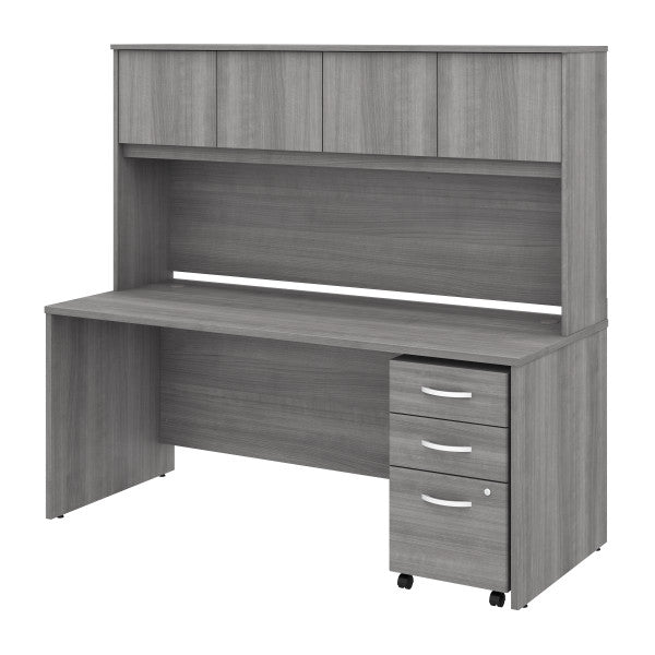 Shop Bush Furniture for you Studio C 72W x 30D Office Desk with Hutch and Mobile File Cabinet 02 STC011PGSU  color platinum gray