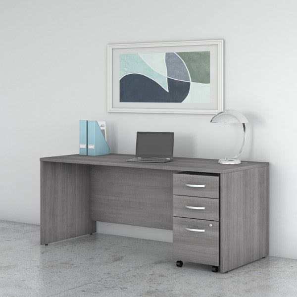 Shop Bush Furniture for you Studio C 72W x 30D Office Desk with Mobile File Cabinet 01 STC013PGSU  color platinum gray