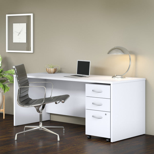 Shop Bush Furniture for you Studio C 72W x 30D Office Desk with Mobile File Cabinet 01 STC013WHSU  color white