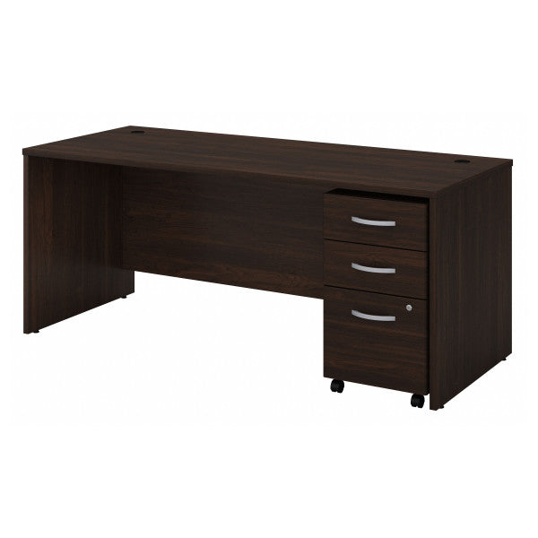 Shop Bush Furniture for you Studio C 72W x 30D Office Desk with Mobile File Cabinet 02 STC013BWSU  color black walnut