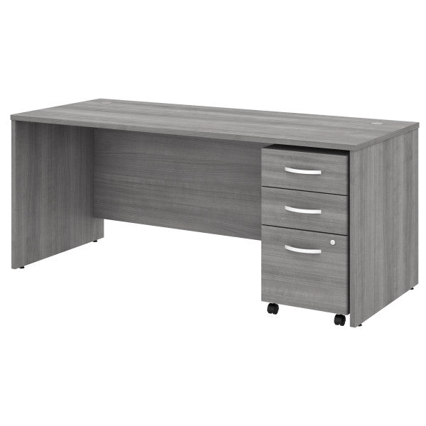 Shop Bush Furniture for you Studio C 72W x 30D Office Desk with Mobile File Cabinet 02 STC013PGSU  color platinum gray