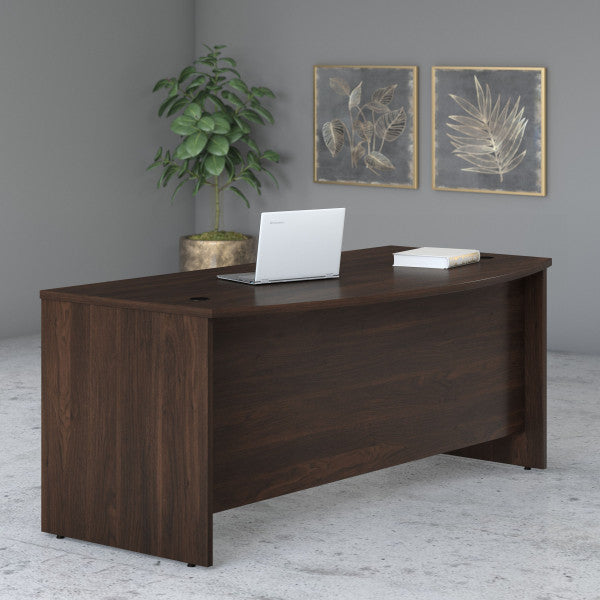 Shop Bush Furniture for you Studio C 72W x 36D Bow Front Desk 01 SCD172BW  color black walnut