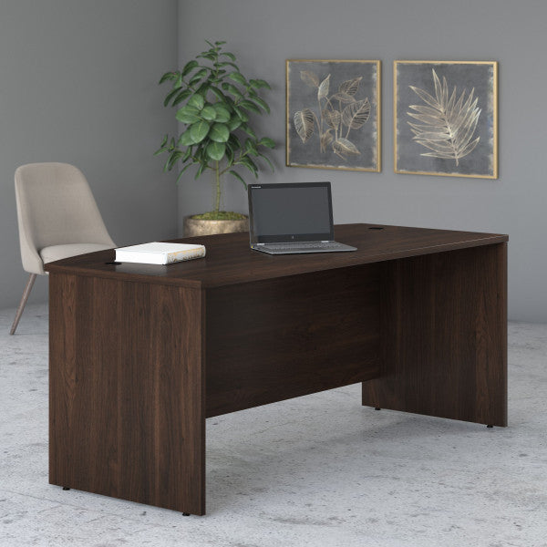 Shop Bush Furniture for you Studio C 72W x 36D Bow Front Desk 03 SCD172BW  color black walnut