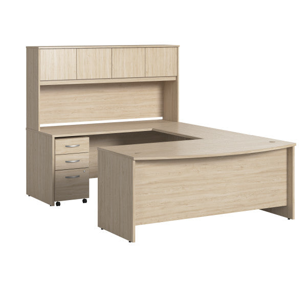 Shop Bush Furniture for you Studio C 72W x 36D U Shaped Desk with Hutch and Mobile File Cabinet 02 STC003NESU  color natural elm