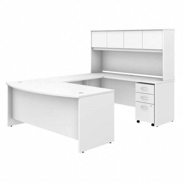 Shop Bush Furniture for you Studio C 72W x 36D U Shaped Desk with Hutch and Mobile File Cabinet 02 STC003WHSU  color white